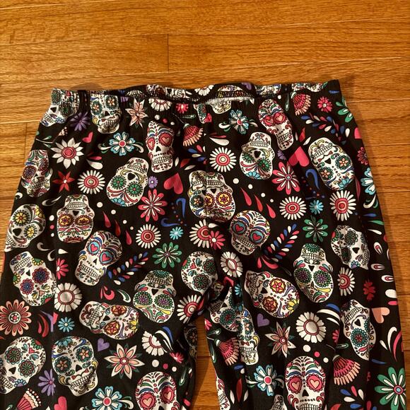 Sugar Skull Floral Print Leggings -Large - Picture 3 of 8